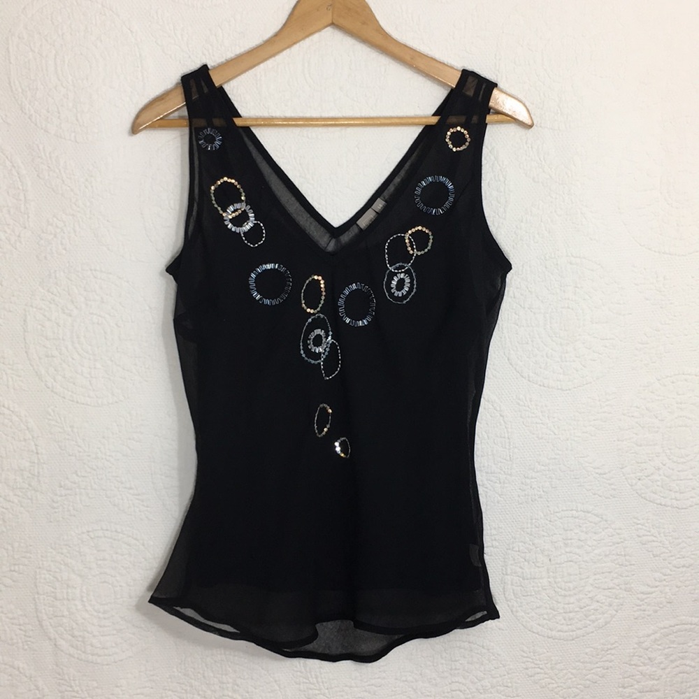 TU Black Beaded Sleeveless Top 2pc Sz14